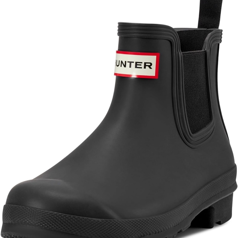 Hunter Black Chelsea Short Rain Boot size 8 new